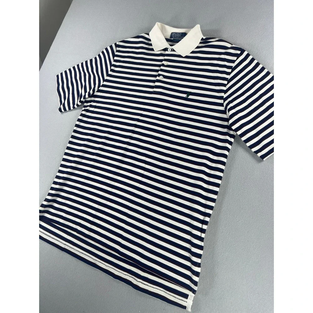 Vintage 90s Polo Ralph Lauren Golf Fit Maroon/Navy/White Striped Mens Size M